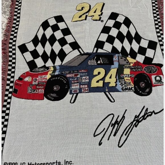 Nascar Jeff Gordon #24 Motorsports Tapestry Woven Throw Blanket 1998 Avon New - Picture 1 of 5